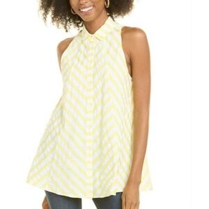 Pearl Lela Rose seersucker yellow chevron top, size XL, nwt